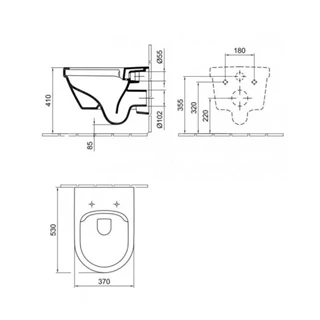 Alföldi Formo CleanFlush mélyöblítésű, perem nélküli fali wc EasyPlus bevonattal 37 x 53 cm, fehér ALF-7060 R0 R1 Alföldi Formo CleanFlush mélyöblítésű, perem nélküli fali wc EasyPlus bevonattal 37 x 53 cm, fehér ALF-7060 R0 R1