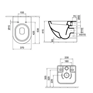 Alföldi Liner fali WC, mély, Easyplus mázfelülettel ALF-6638 L1 R1