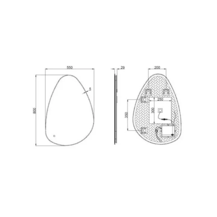 Arezzo design ívelt okos tükör LED világítással 55x80 cm AR-M3090