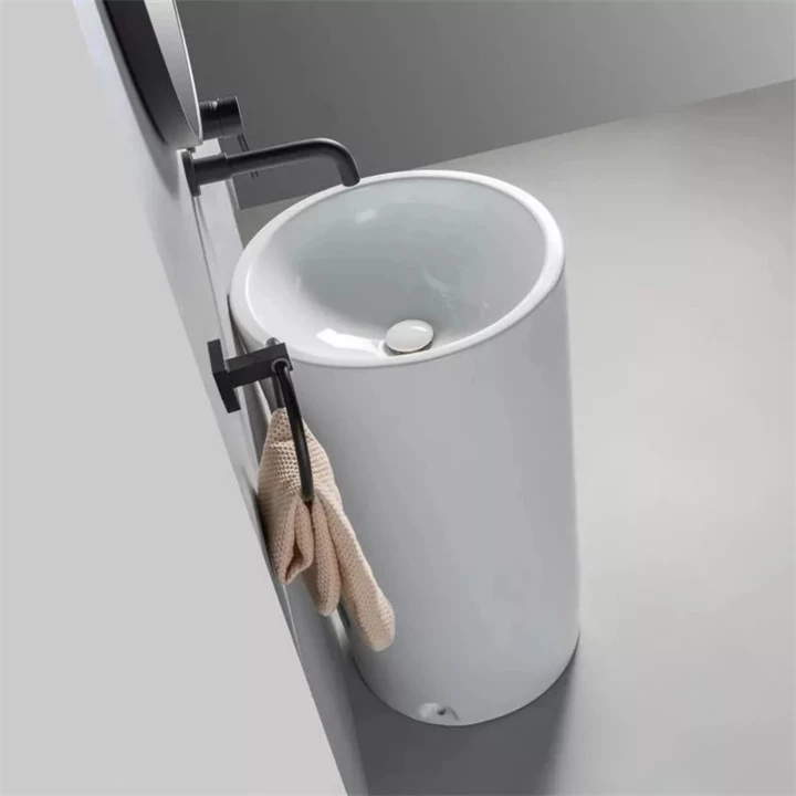 Arezzo design Lincoln álló porcelán mosdó 45x45x81 cm, fényes fehér AR-M9014A Arezzo design Lincoln álló porcelán mosdó 45x45x81 cm, fényes fehér AR-M9014A