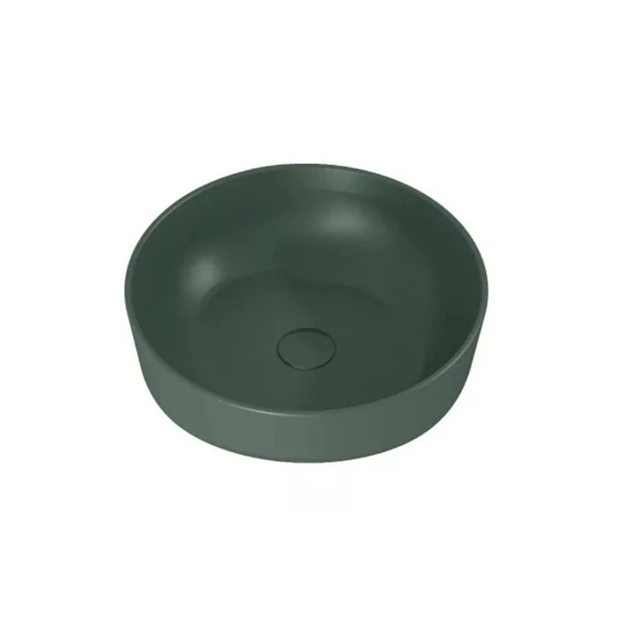 Arezzo design Lorca pultra ültethető porcelán mosdó 42 cm, túlfolyó nélkül, matt zöld AR-146055 Arezzo design Lorca pultra ültethető porcelán mosdó 42 cm, túlfolyó nélkül, matt zöld AR-146055