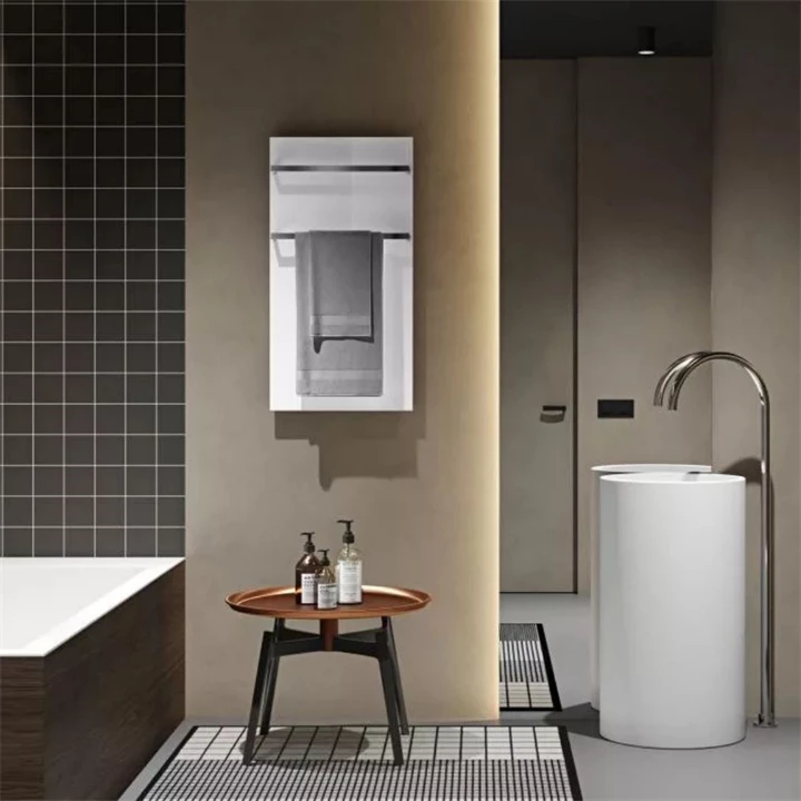 Arezzo design ONYX WHITE 2 elektromos törölközőszárító radiátor fényes fehér üveg AR-ONYX2MW