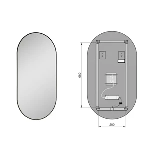 Arezzo design SHARON ovális 52/92 led tükör, fekete AR-168462