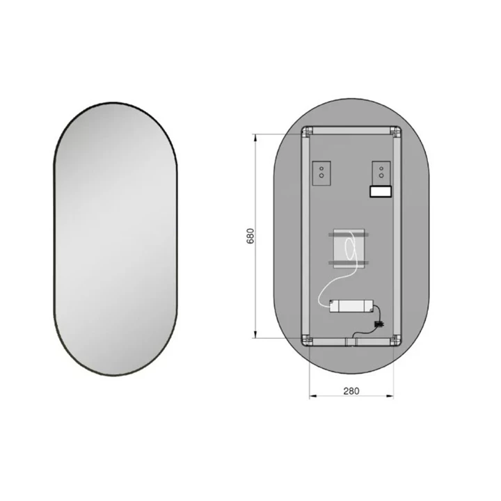 Arezzo design SHARON ovális 52/92 led tükör, fekete AR-168462