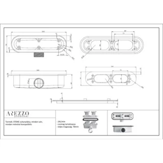 Arezzo STONE pala hatású öntött márvány zuhanytálca, 120x90 cm-es, fehér (2 doboz) AR-DYT129LW