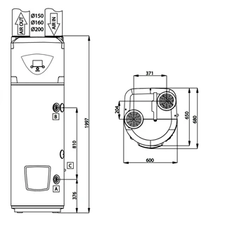 Ariston NUOS PLUS WIFI 250 álló monoblokkos használati melegvíz hőszivattyú, 250 literes  3069776