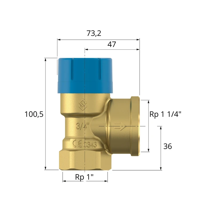 Flamco Presscor biztonsági szelep 1"-5/4" 10 BAR B 29007