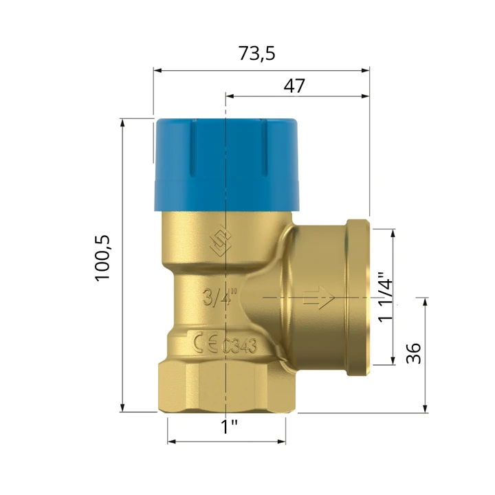Flamco Prescor biztonsági szelep ivóvizes rendszerhez, B 1" 6.0 bar F29005