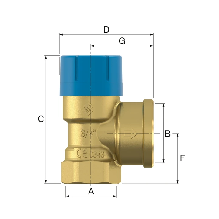 Flamco Prescor biztonsági szelep B 3/4 10 bar F27117