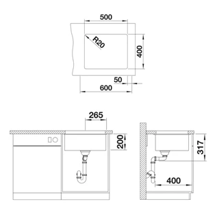 Blanco ETAGON 500-U Silgranit mosogatótálca excenter nélkül, fekete 525887 Blanco ETAGON 500-U Silgranit mosogatótálca excenter nélkül, fekete 525887