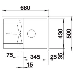 Blanco METRA 45 S Compact Silgranit mosogatótálca excenter nélkül, antracit 519561 Blanco METRA 45 S Compact Silgranit mosogatótálca excenter nélkül, antracit 519561