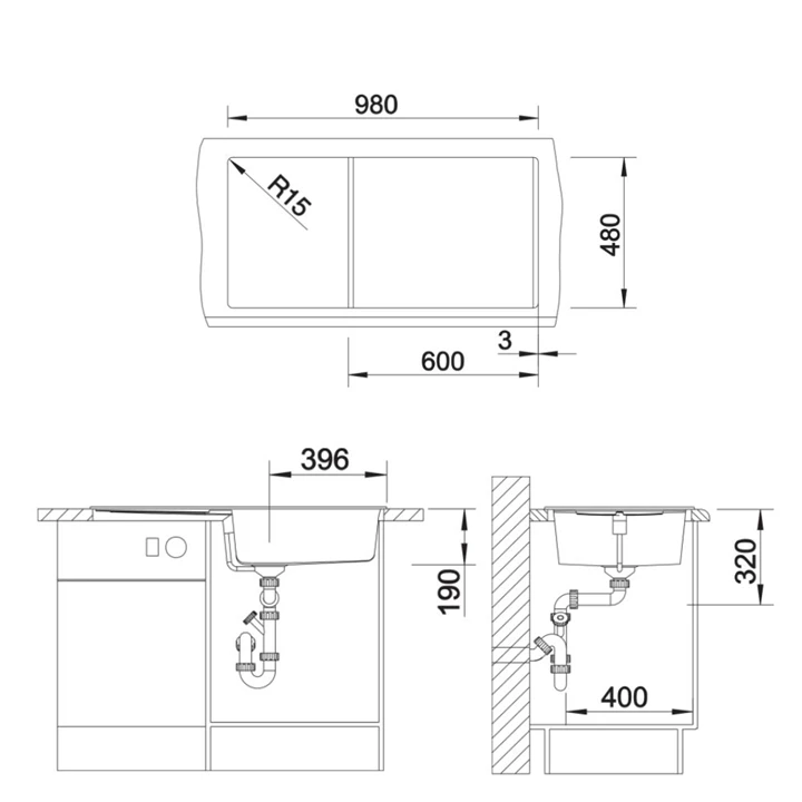 Blanco METRA XL 6 S Silgranit mosogatótálca excenter nélkül, antracit 515142