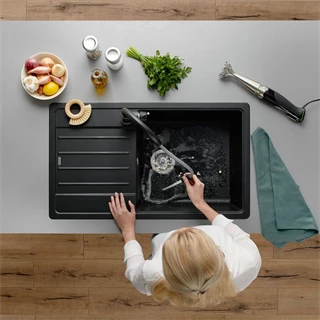 Blanco MIDA-S silgranit kihúzható fejes konyhai csaptelep, fekete HD 526146 Blanco MIDA-S silgranit kihúzható fejes konyhai csaptelep, fekete HD 526146