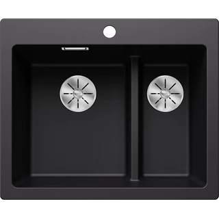 Blanco PLEON 6 SPLIT SILGRANIT mosogatótálca, fekete, tartozékok nélkül, excenter nélkül 525955