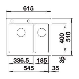 Blanco PLEON 6 SPLIT SILGRANIT mosogatótálca, fekete, tartozékok nélkül, excenter nélkül 525955
