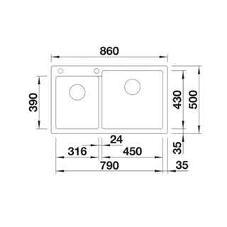 Blanco PLEON 9 SILGRANIT mosogatótálca, törtfehér, tartozékok nélkül, excenter nélkül 527142
