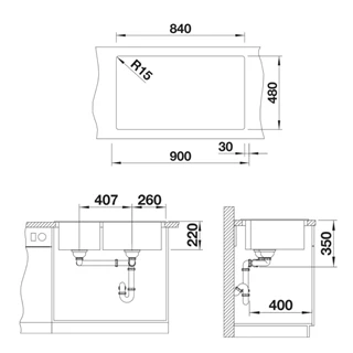 Blanco PLEON 9 SILGRANIT mosogatótálca, törtfehér, tartozékok nélkül, excenter nélkül 527142