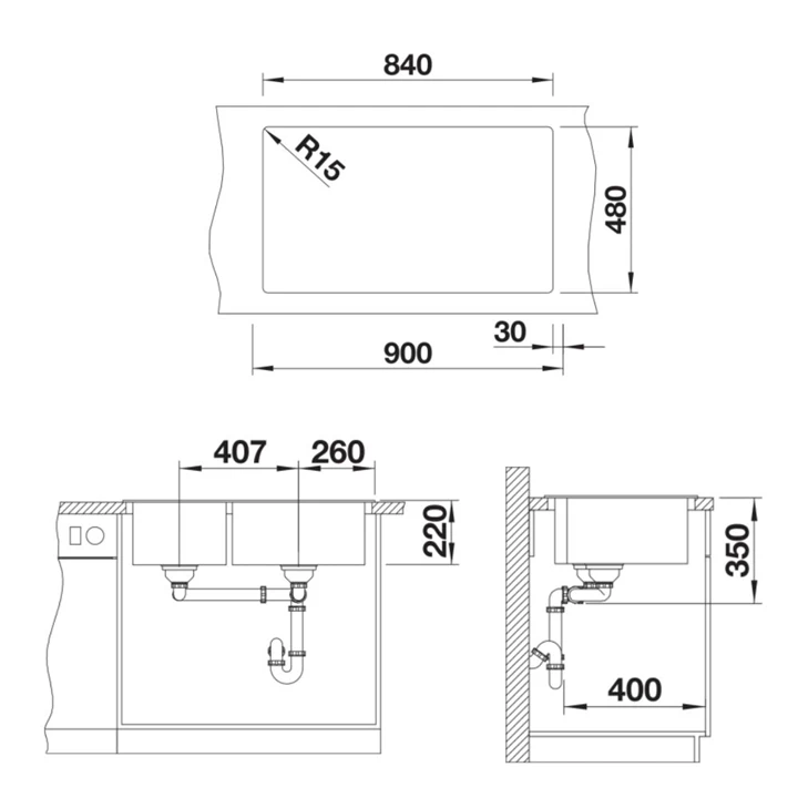 Blanco PLEON 9 SILGRANIT mosogatótálca, törtfehér, tartozékok nélkül, excenter nélkül 527142
