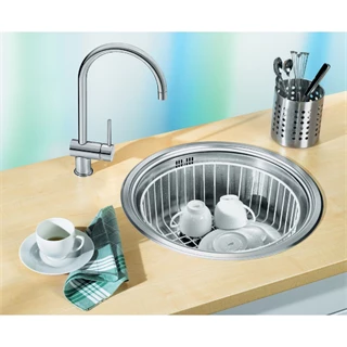Blanco RONDOSOL mosogatótálca, fényezett rozsdamentes acél, excenter nélkül, 3 1/2" lefolyóval 513306 Blanco RONDOSOL mosogatótálca, fényezett rozsdamentes acél, excenter nélkül, 3 1/2" lefolyóval 513306