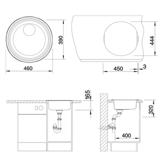 Blanco RONDOSOL mosogatótálca, fényezett rozsdamentes acél, excenter nélkül, 3 1/2" lefolyóval 513306 Blanco RONDOSOL mosogatótálca, fényezett rozsdamentes acél, excenter nélkül, 3 1/2" lefolyóval 513306