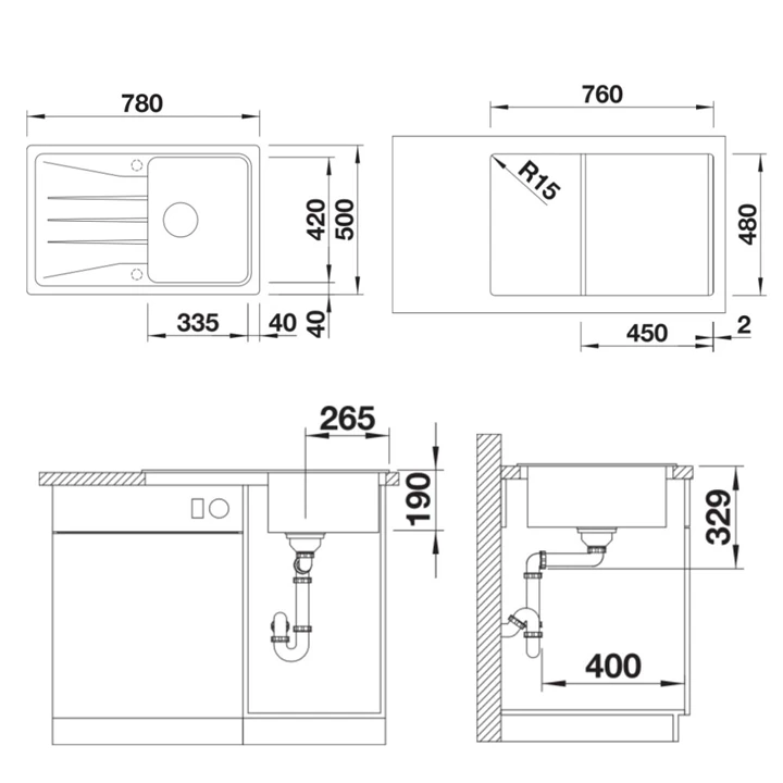 Blanco SONA 45 S SILGRANIT mosogatótálca, törtfehér, excenter nélkül 527149 Blanco SONA 45 S SILGRANIT mosogatótálca, törtfehér, excenter nélkül 527149