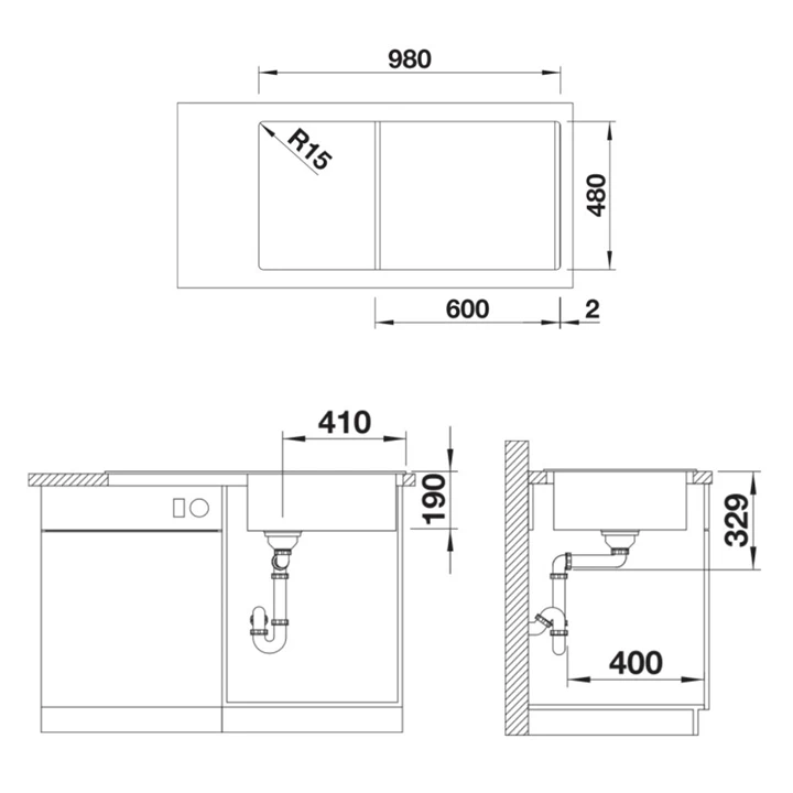 Blanco SONA XL 6 S SILGRANIT mosogatótálca, fekete, excenter nélkül 525977
