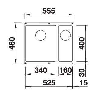 Blanco SUBLINE 340/160-U balos, Silgranit mosogatótálca excenter nélkül, fehér 523552 Blanco SUBLINE 340/160-U balos, Silgranit mosogatótálca excenter nélkül, fehér 523552