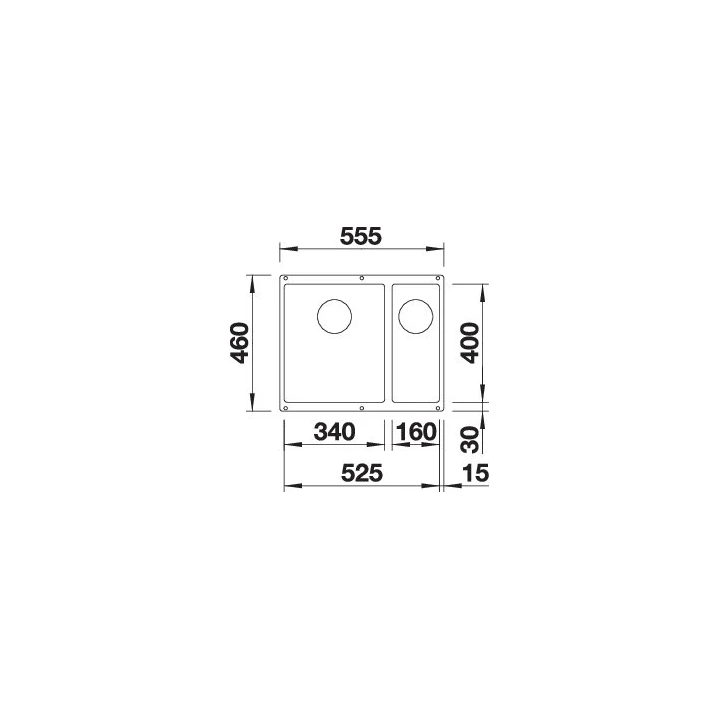 Blanco SUBLINE 340/160-U balos, Silgranit mosogatótálca excenter nélkül, fehér 523552 Blanco SUBLINE 340/160-U balos, Silgranit mosogatótálca excenter nélkül, fehér 523552