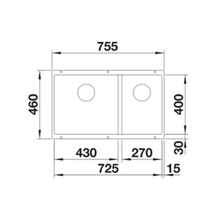 Blanco SUBLINE 430/270-U silgranit mosogatótálca, palaszürke, excenter nélkül 523152 Blanco SUBLINE 430/270-U silgranit mosogatótálca, palaszürke, excenter nélkül 523152