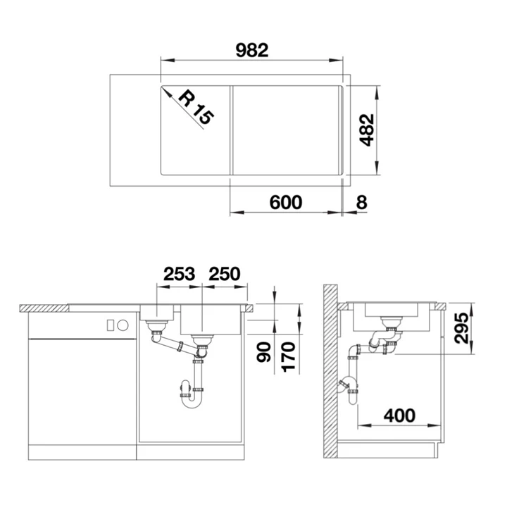 Blanco TIPO II 6 S mosogatótálca, rozsdamentes acél, excenter nélkül 526620 Blanco TIPO II 6 S mosogatótálca, rozsdamentes acél, excenter nélkül 526620