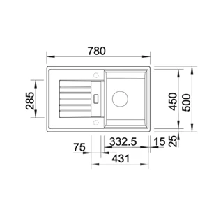 Blanco ZIA 45 S SILGRANIT mosogatótálca, törtfehér, excenter nélkül 527200