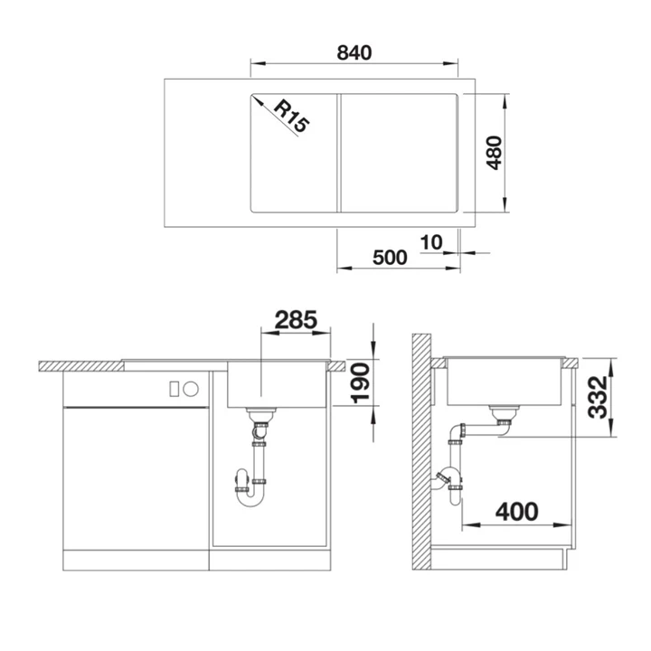 Blanco ZIA 5 S Silgranit mosogatótálca excenter nélkül, antracit 520511 Blanco ZIA 5 S Silgranit mosogatótálca excenter nélkül, antracit 520511
