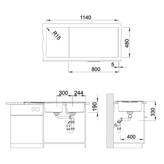 Blanco ZIA 8 S Silgranit mosogatótálca excenter nélkül, fehér 515597 Blanco ZIA 8 S Silgranit mosogatótálca excenter nélkül, fehér 515597