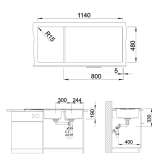 Blanco ZIA 8 S SILGRANIT mosogatótálca, vulkánszürke, excenter nélkül 527392