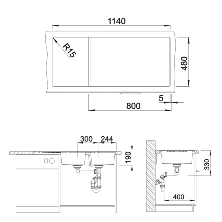Blanco ZIA 8 S SILGRANIT mosogatótálca, vulkánszürke, excenter nélkül 527392