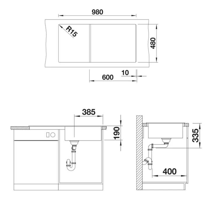 Blanco ZIA XL 6 S Silgranit mosogatótálca excenter nélkül, fekete 526024 Blanco ZIA XL 6 S Silgranit mosogatótálca excenter nélkül, fekete 526024