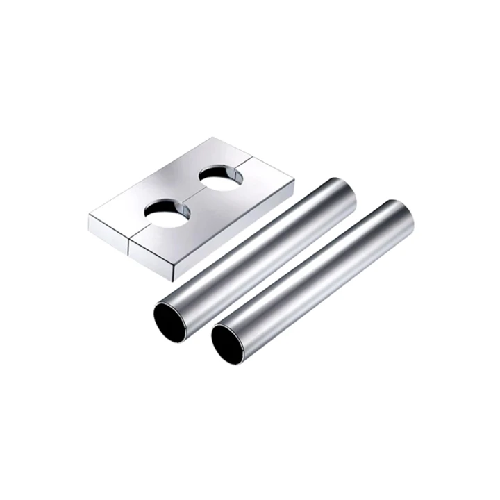 Danfoss négyszögletes takaró, 50mm csőtávolsággal + 2db cső takaró, króm 013G3208