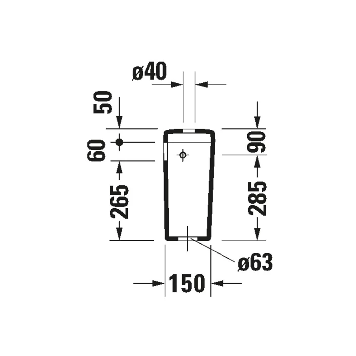 Duravit D-Code monoblokk WC -tartály, vízbekötés oldalt, fehér 0927000004 Duravit D-Code monoblokk WC -tartály, vízbekötés oldalt, fehér 0927000004
