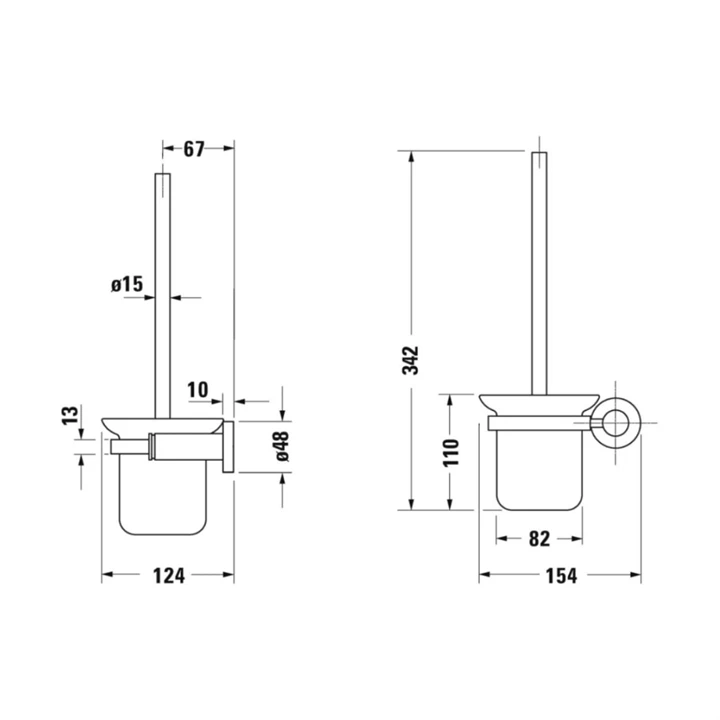 Duravit D-Code wc kefe felrögzíthető króm-üveg 0099271000