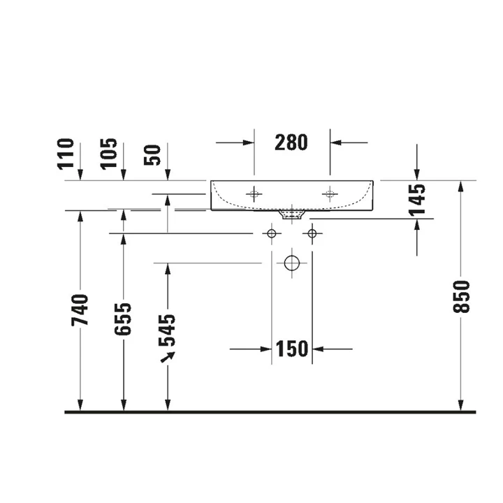Duravit DuraSquare aláépíthető mosdó 60x47 2353600041 Duravit DuraSquare aláépíthető mosdó 60x47 2353600041