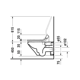 Duravit DuraStyle fali wc csésze - Rimless, mélyöblítésű (37x62 cm) 2542590000