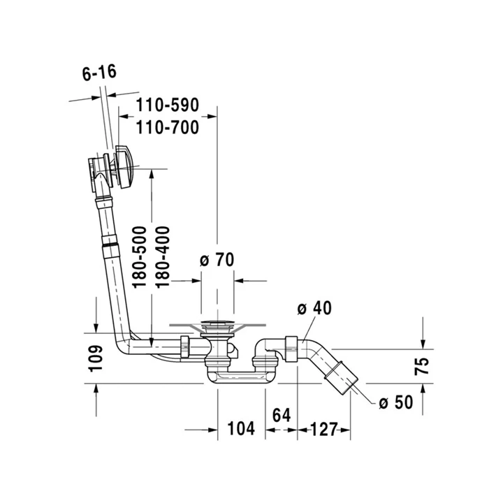 Duravit kád le- és túlfolyó szett 790226000001000 Duravit kád le- és túlfolyó szett 790226000001000