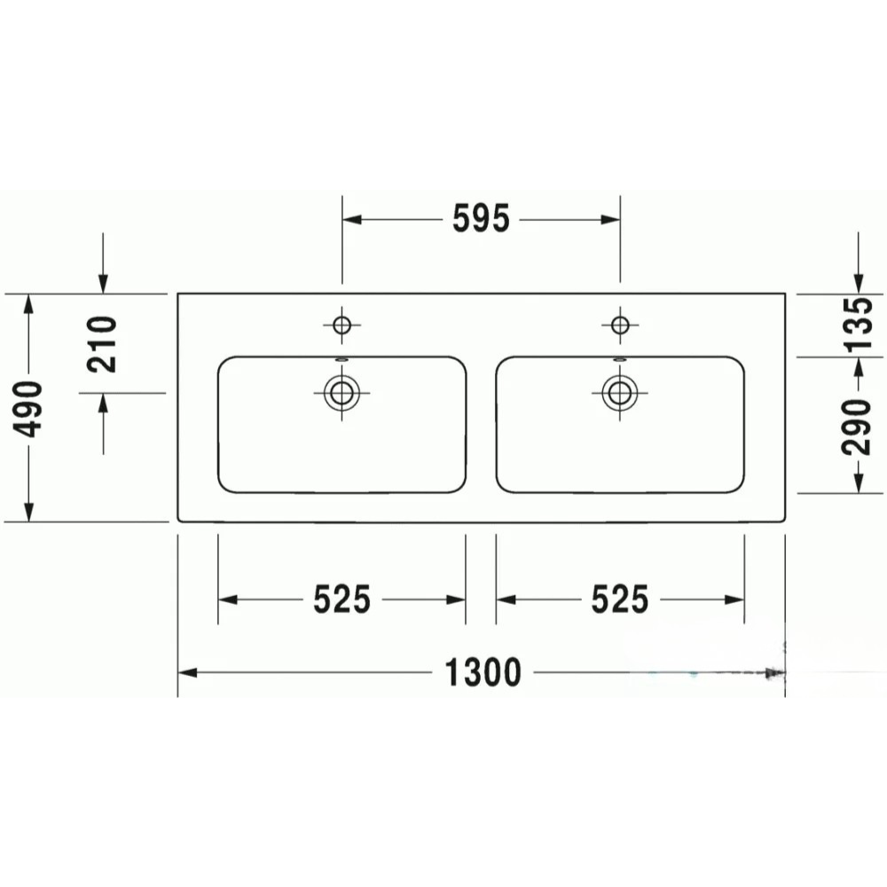 Duravit me by starck duplamosdó, két csaplyukkal, túlfolyóval, 130x49 cm 2336130000