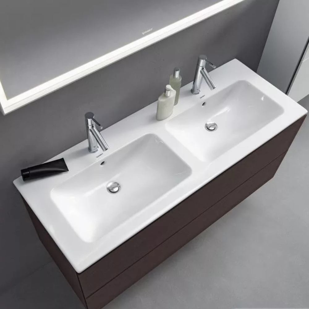 Duravit me by starck duplamosdó, két csaplyukkal, túlfolyóval, 130x49 cm 2336130000