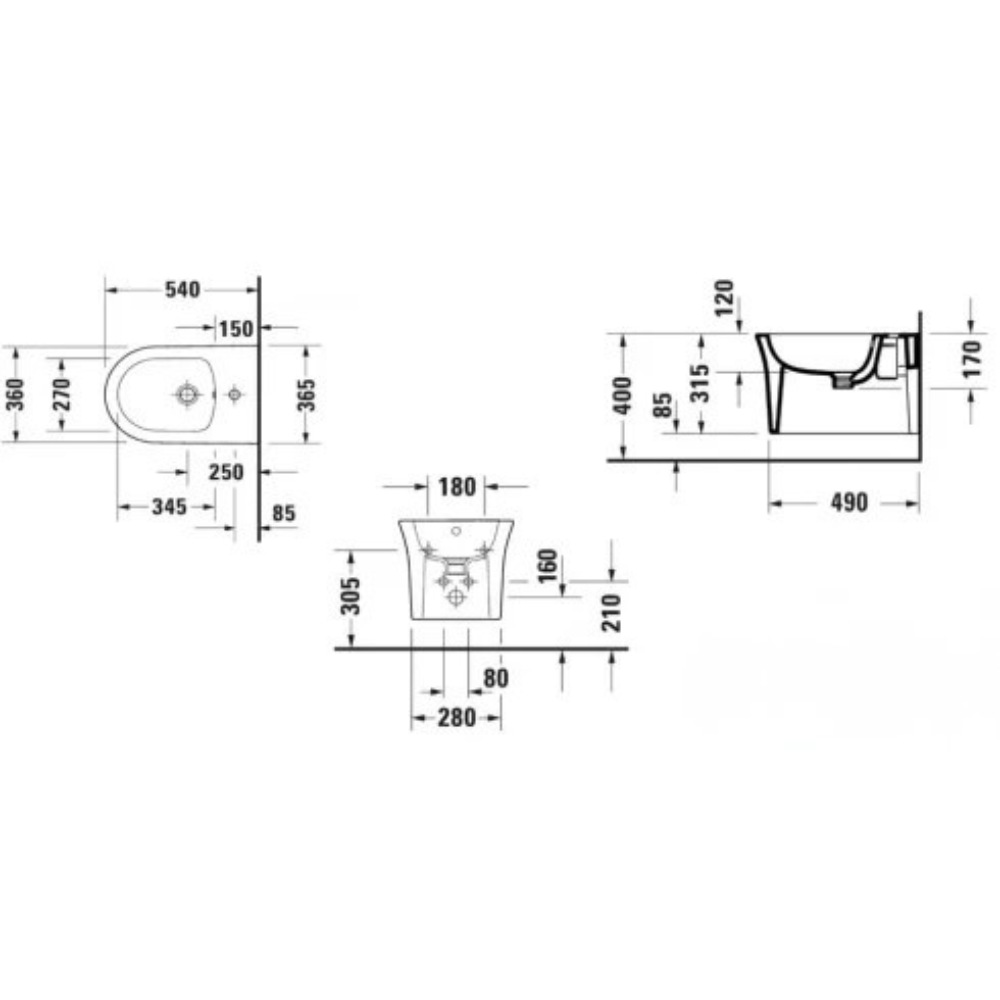 Duravit white tulip fali bidé 2293150000