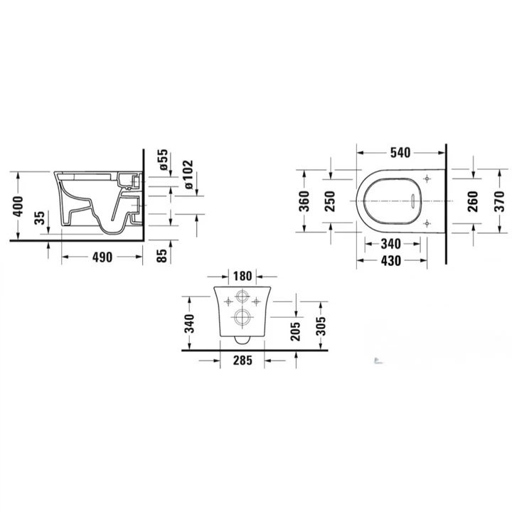 Duravit white tulip fali wc, perem nélküli, hygiene flush 2576092000