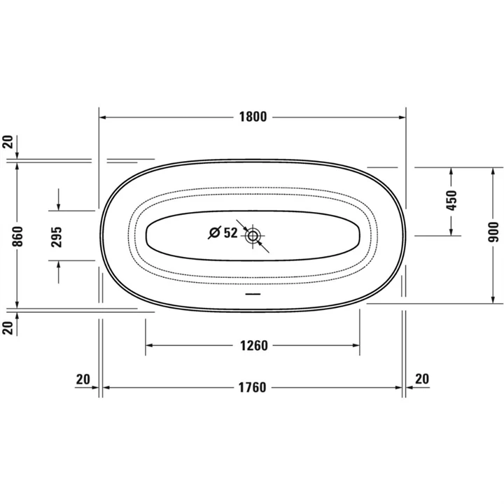 Duravit White Tulip térben álló kád 180x90 cm 700469000000000