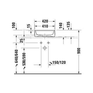 Duravit Zencha mosdótál 42x42 cm WonderGliss bevonattal, matt fehér 23744232711