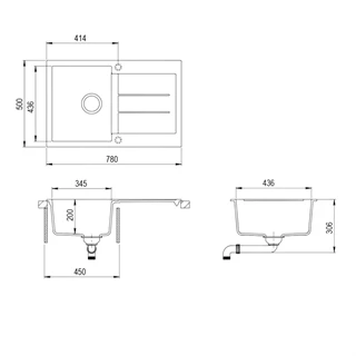 Evido CUBO 45S  gránit mosogató 780x500 mm avena 105721