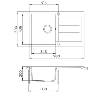 Evido Cubo 45S gránit mosogató, 780 x 500 mm, platina 442061 Evido Cubo 45S gránit mosogató, 780 x 500 mm, platina 442061